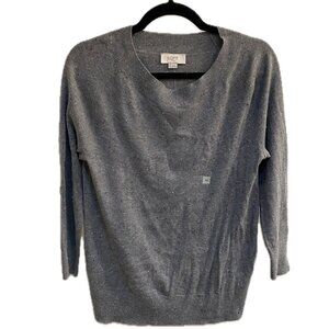 Women’s Loft Outlet Size XS Gray Pull Over Nubby Sweater Top 3/4 sleeve